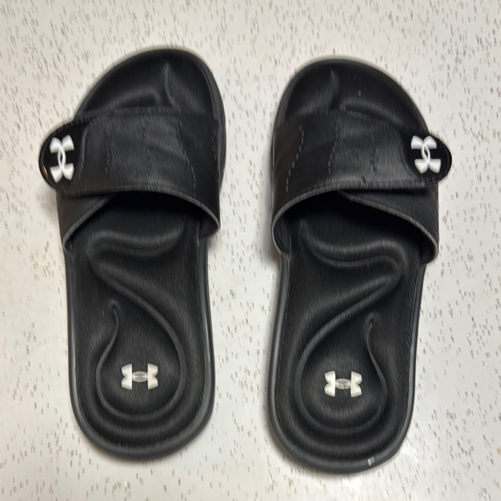 Under Armour Black and White Slide Sandals
